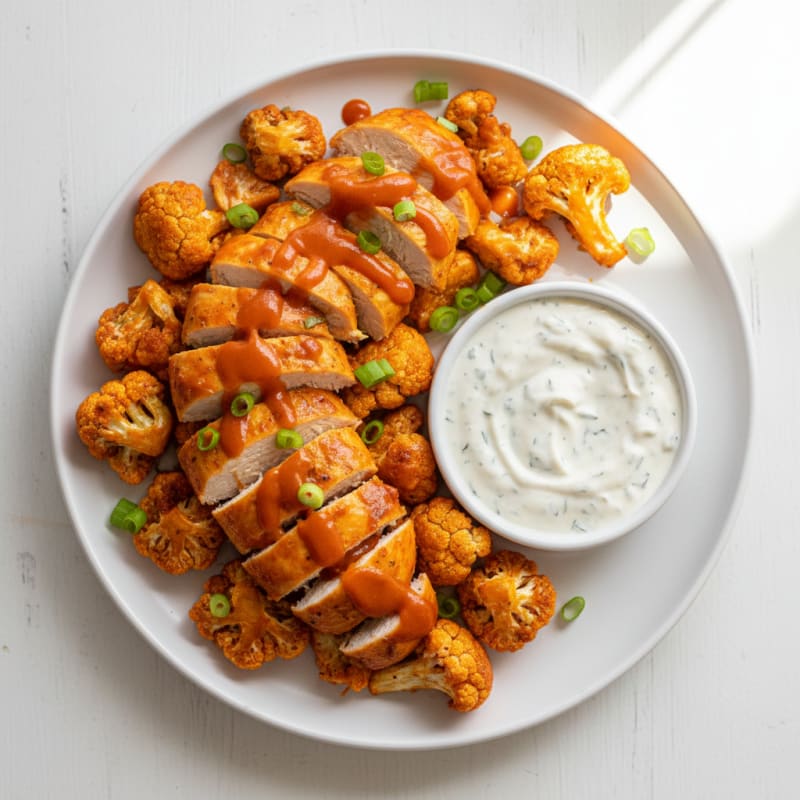 Buffalo Cauliflower Bites with Ranch Dip