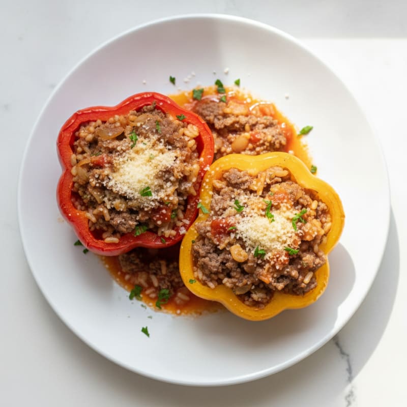 Beef and Rice Stuffed Bell Peppers