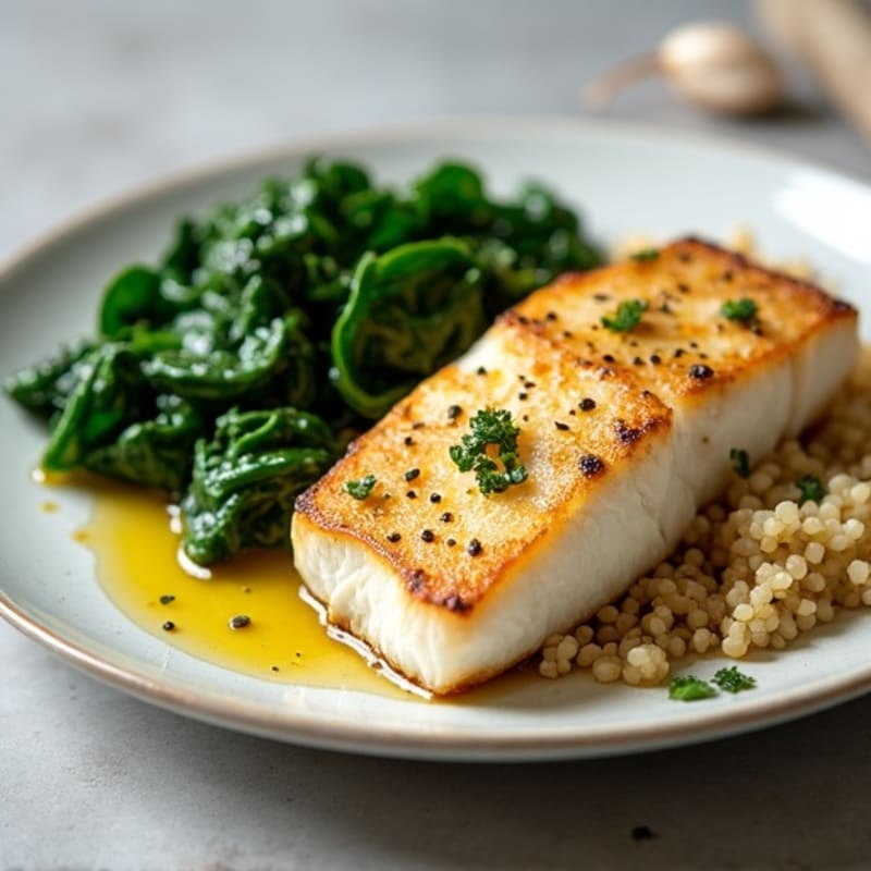 Flaky Roasted Cod with Garlicky Greens