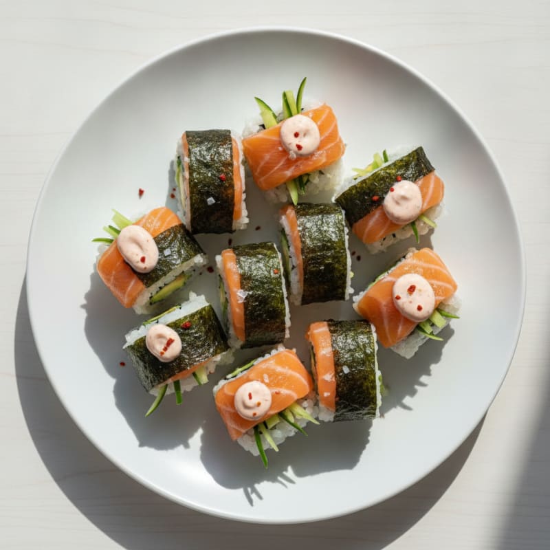 Fresh Salmon & Avocado Sushi Rolls