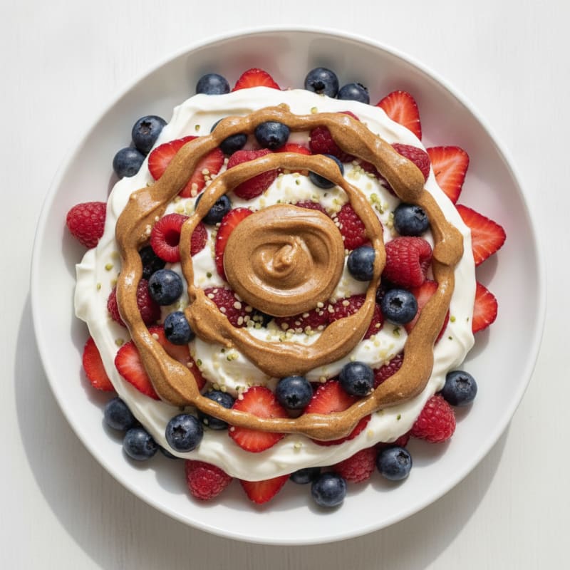 Greek Yogurt Protein Parfait with Mixed Berries and Almond Butter