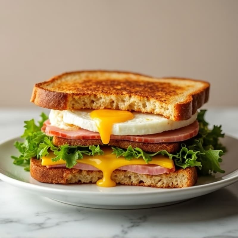 Golden Whole Grain Ham and Swiss Melt with Fresh Greens