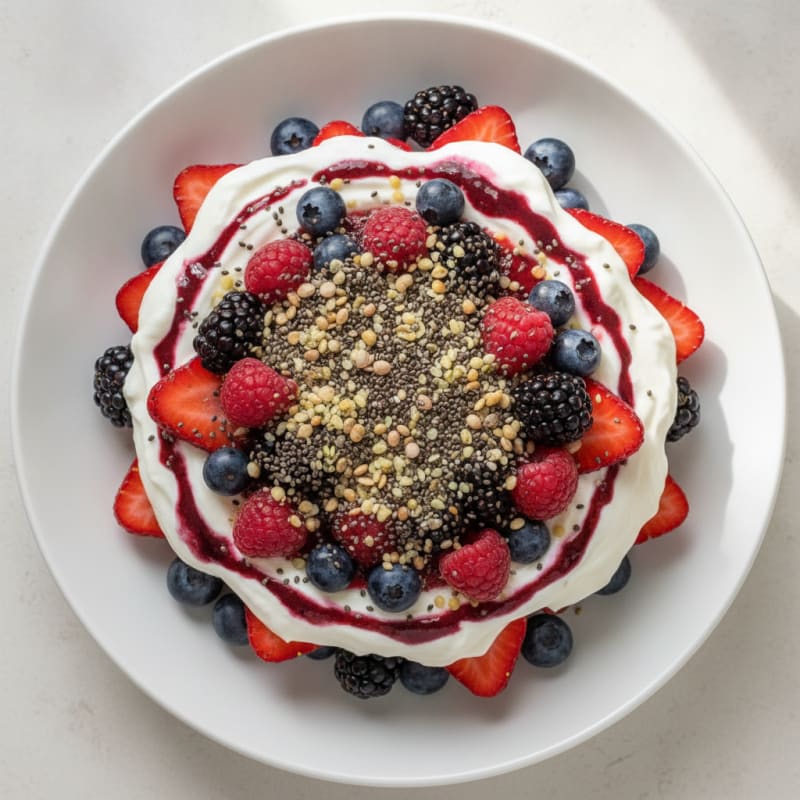 Greek Yogurt Protein Parfait with Mixed Berries