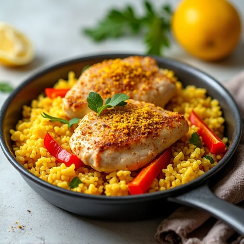 Saffron-Spiced Chicken and Yellow Rice Skillet