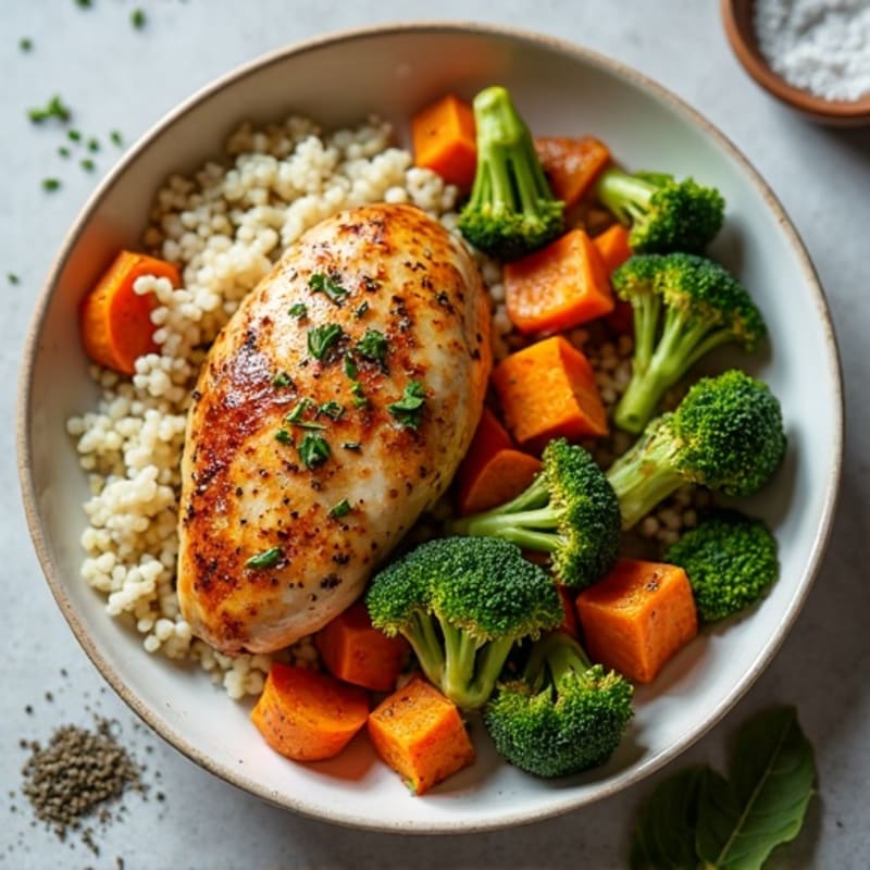 Sheet Pan Herb-Roasted Chicken and Sweet Potato Bowl