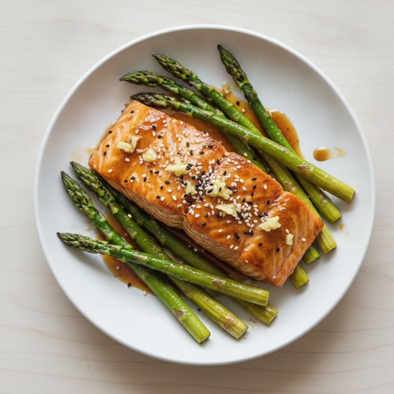 Teriyaki-Glazed Salmon with Roasted Asparagus