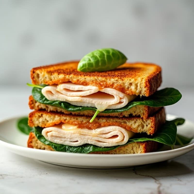Crispy Turkey & Spinach Stacked Grilled Cheese