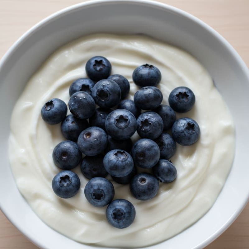 Vanilla Whey Protein Yogurt with Fresh Blueberries