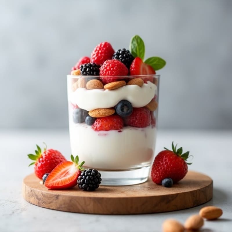 Greek Yogurt Parfait with Fresh Berries and Almonds