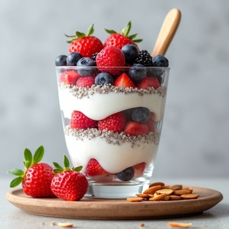 Greek Yogurt Parfait with Fresh Berries and Chia Seeds