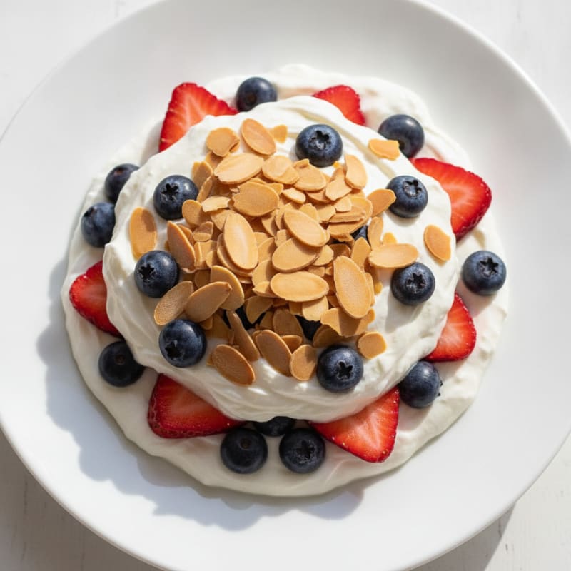 Greek Yogurt Protein Parfait with Mixed Berries and Almonds