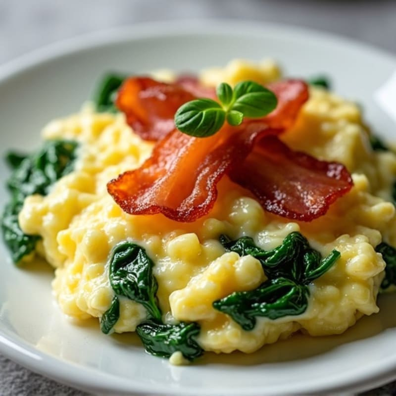 Egg White and Spinach Scramble with Turkey Bacon