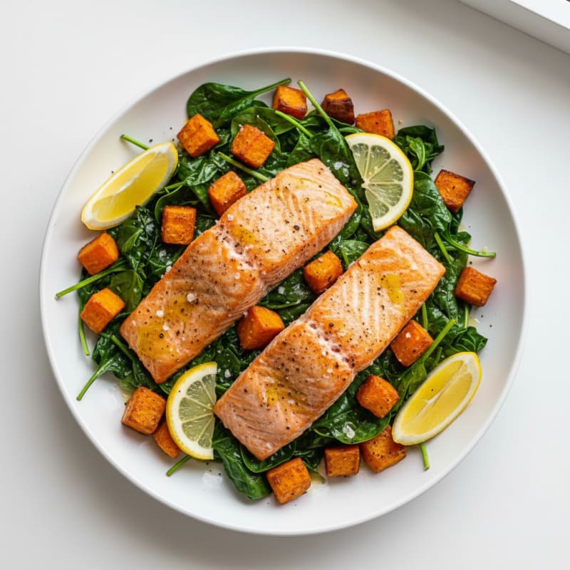Sheet Pan Salmon with Roasted Sweet Potatoes