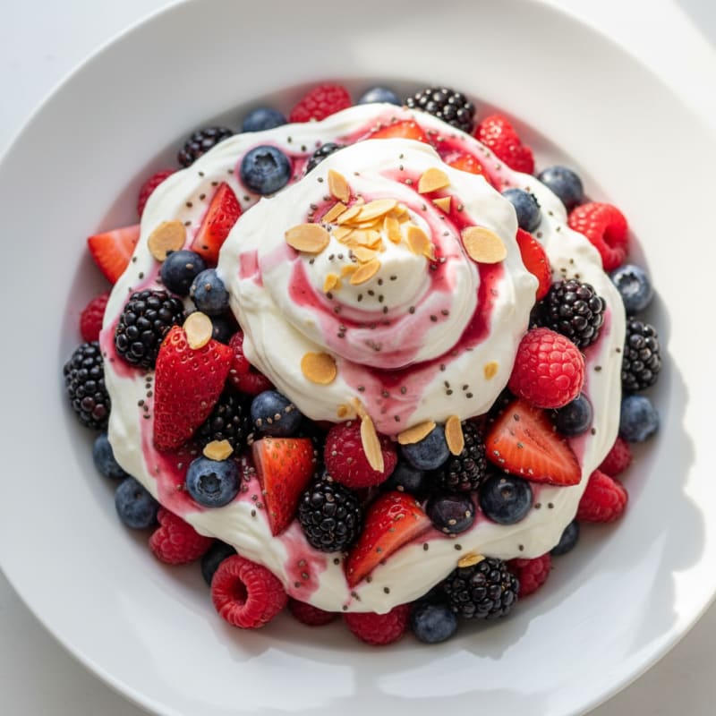 Silky Greek Yogurt Protein Parfait with Mixed Berries