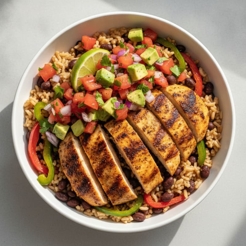 Chicken Burrito Bowl with Salsa Fresca