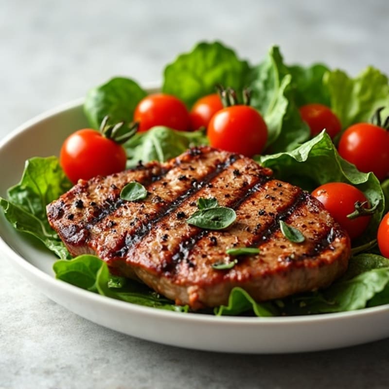 Grilled Steak Salad with Mixed Greens and Cherry Tomatoes