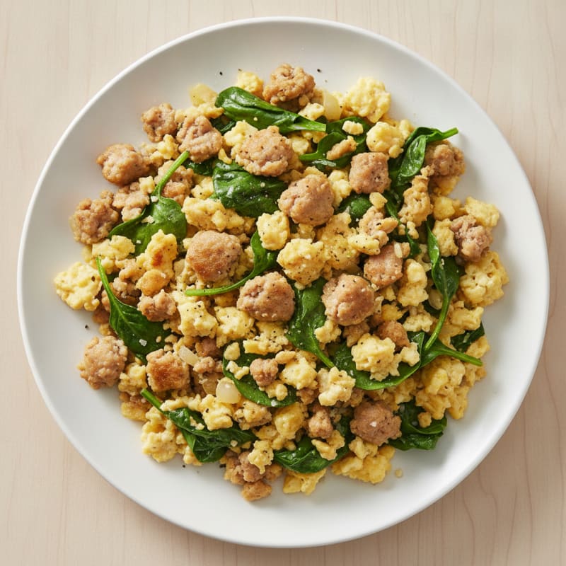 Sausage and Egg Scramble with Spinach