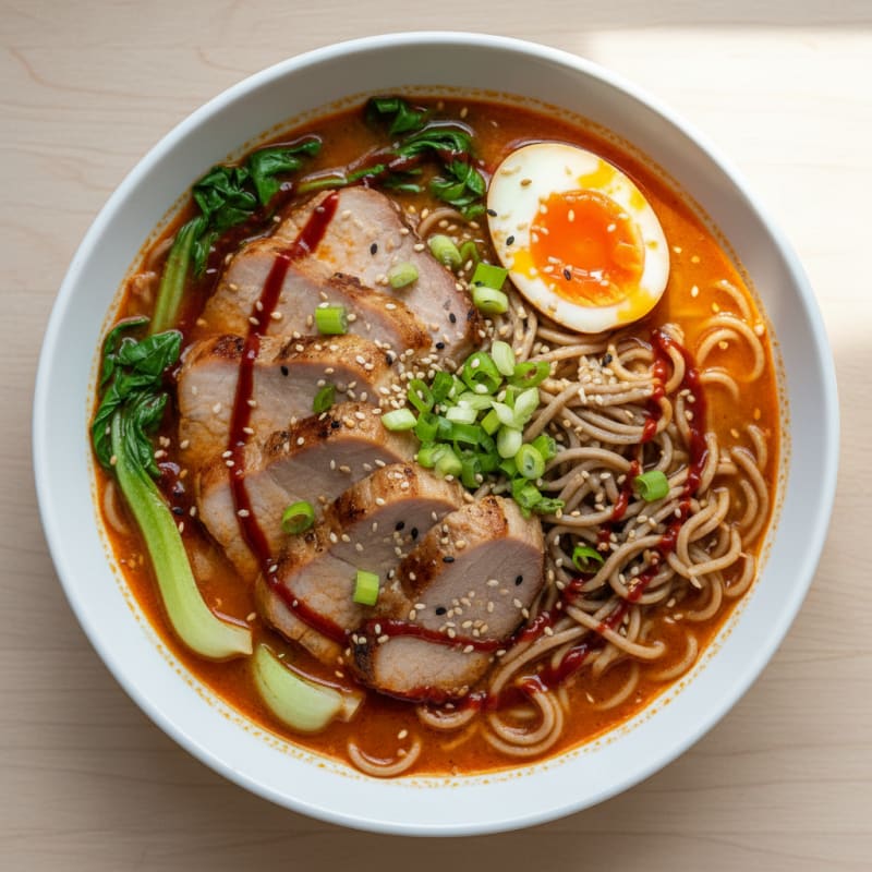 Spicy Sriracha Ramen with Tender Pork