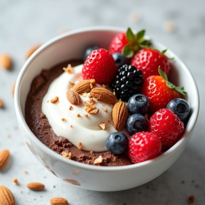 Creamy Greek Yogurt with Chocolate Protein and Fresh Berries
