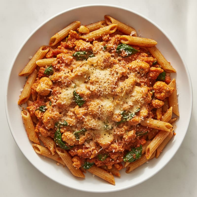 Ground Chicken Parmesan with Herbed Pasta