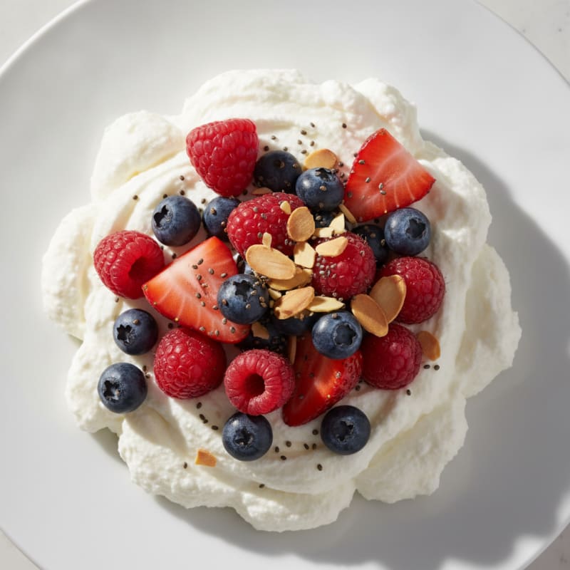 Greek Yogurt Protein Mousse with Mixed Berries