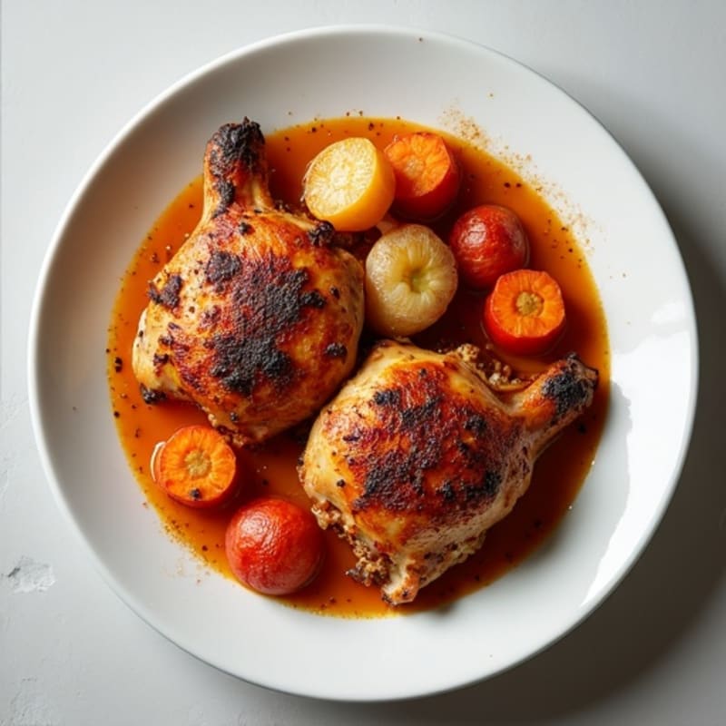 Harissa-Spiced Chicken Thighs with Crispy Roasted Root Vegetables