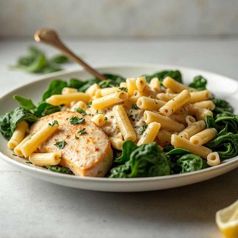 Creamy Lemon Garlic Chicken Pasta with Fresh Spinach