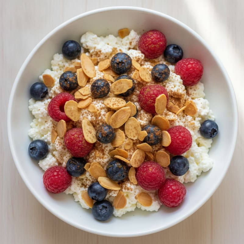 Cottage Cheese Berry Bowl with Toasted Almonds
