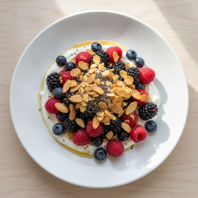 Greek Yogurt Protein Parfait with Mixed Berries