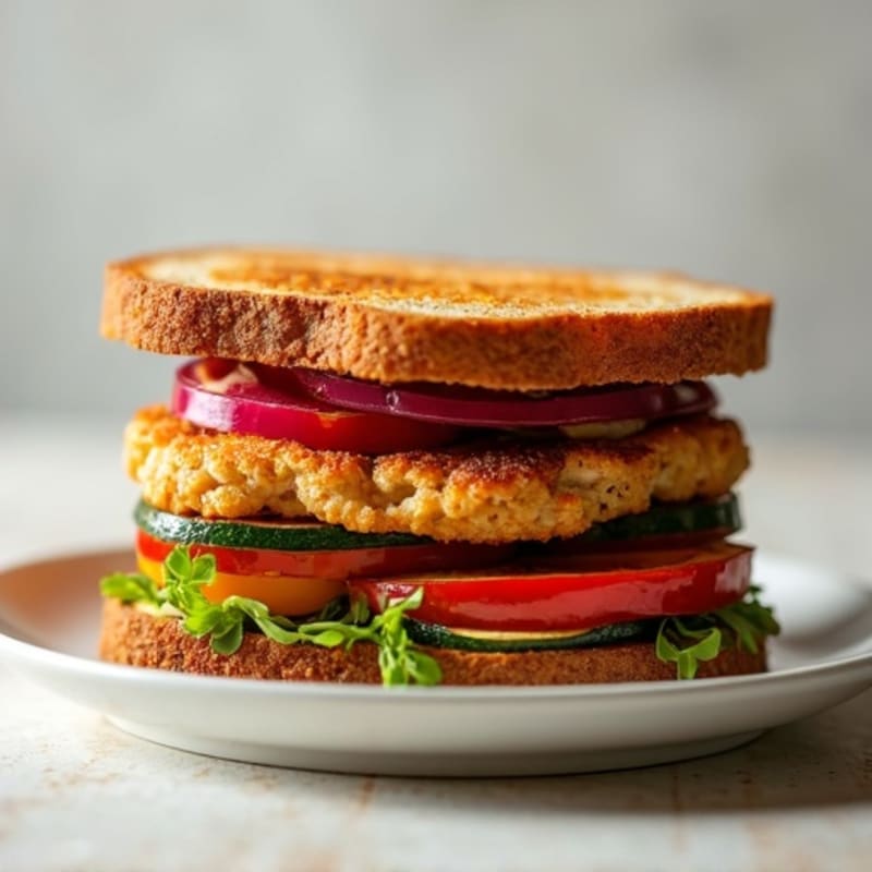 Crispy Whole Grain Turkey and Roasted Veggie Stacks
