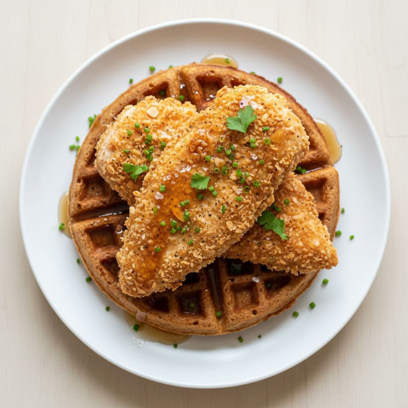 Golden Crispy Chicken and Waffles