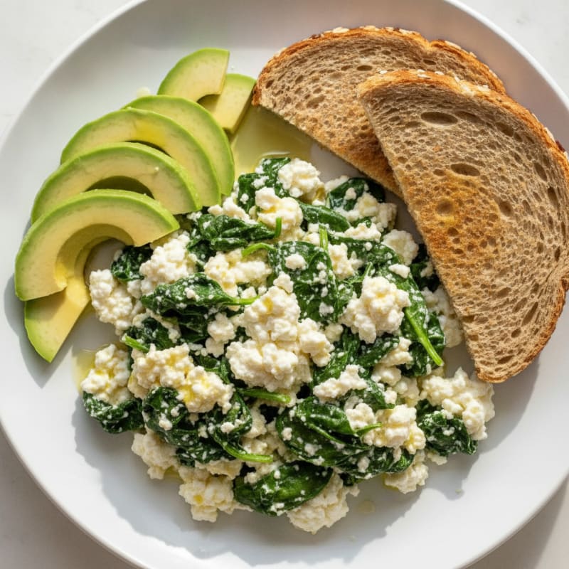 Egg White and Cottage Cheese Scramble with Spinach