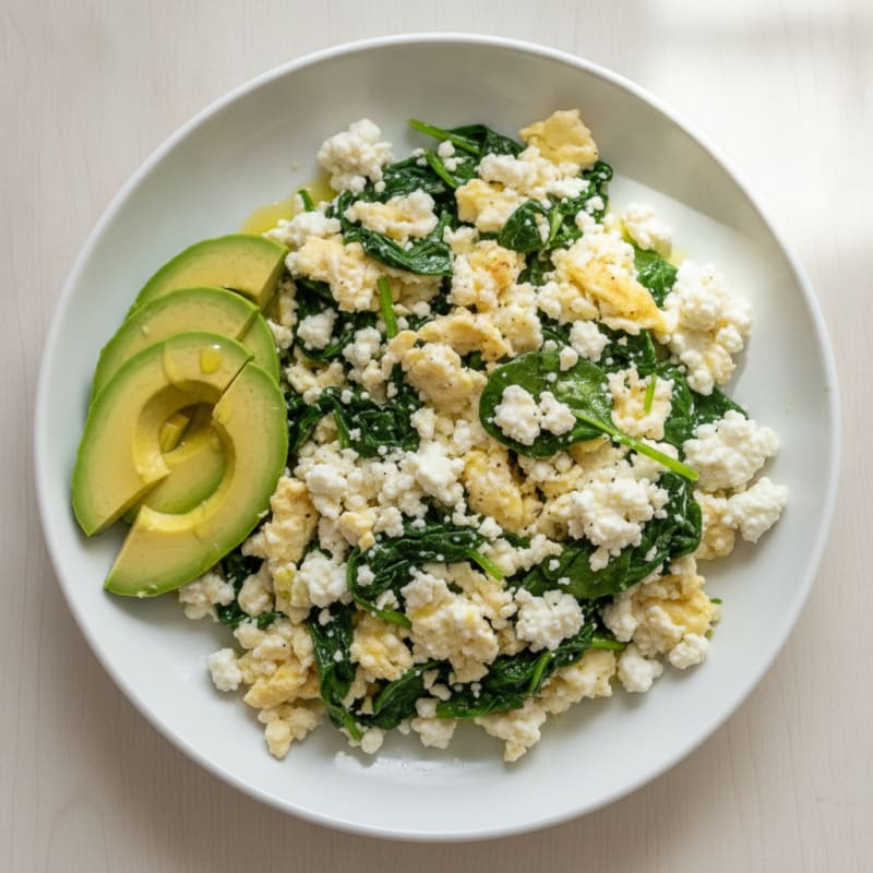Egg White Scramble with Spinach and Cottage Cheese