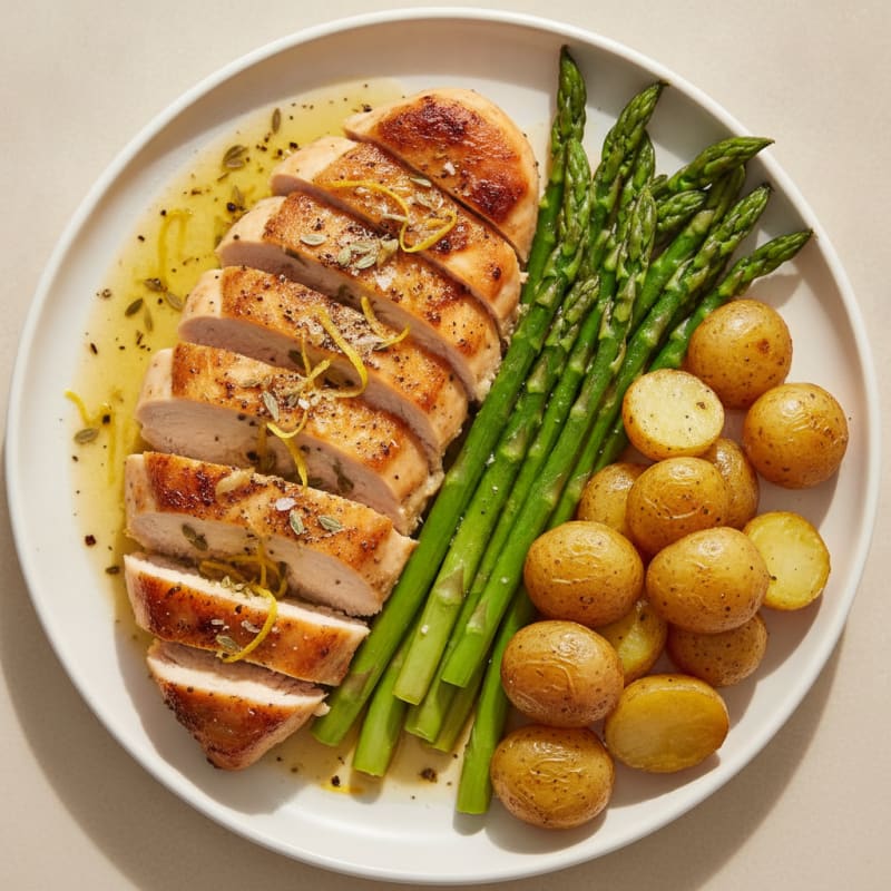 Lemon Herb Roasted Chicken with Asparagus