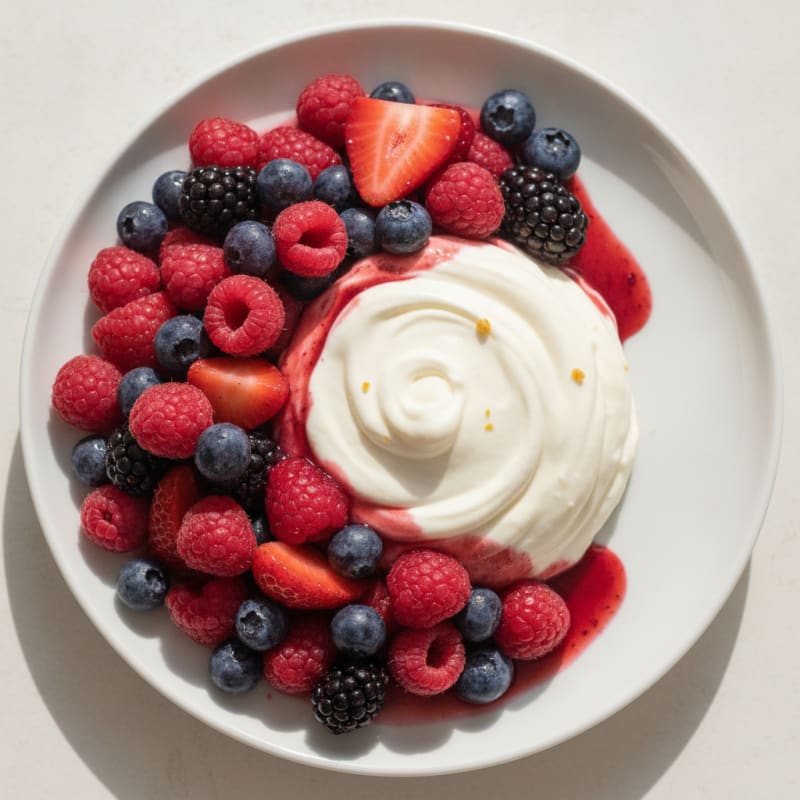 Greek Yogurt Protein Mousse with Mixed Berries