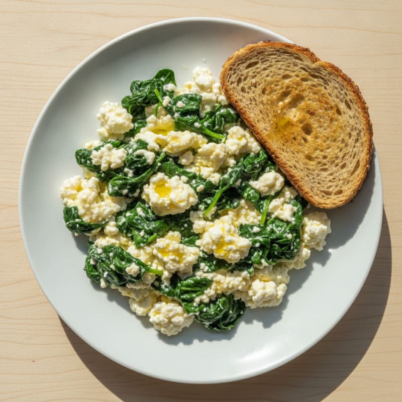 Egg White and Cottage Cheese Scramble with Spinach