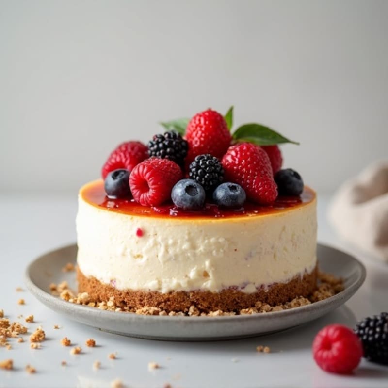 Creamy Protein Cheesecake with Berry Compote