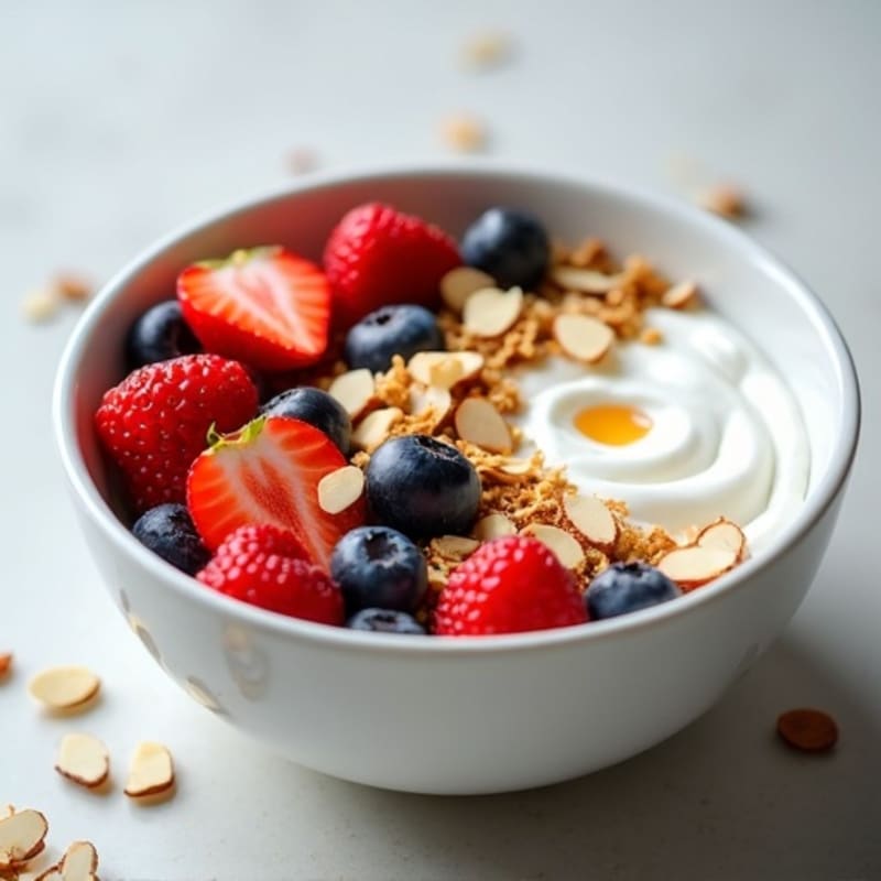 Creamy Greek Yogurt Bowl with Fresh Berries and Almonds