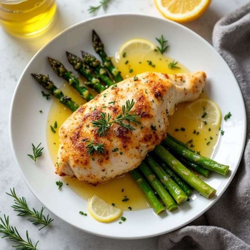 Lemon Herb Roasted Chicken with Crispy Asparagus