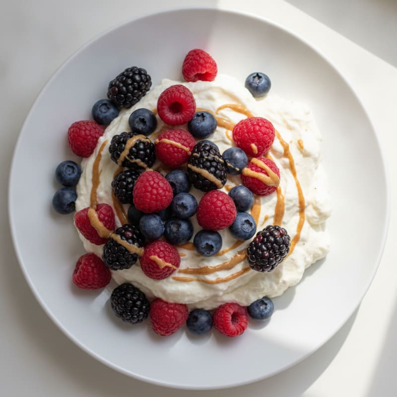 Greek Yogurt Protein Mousse with Mixed Berries