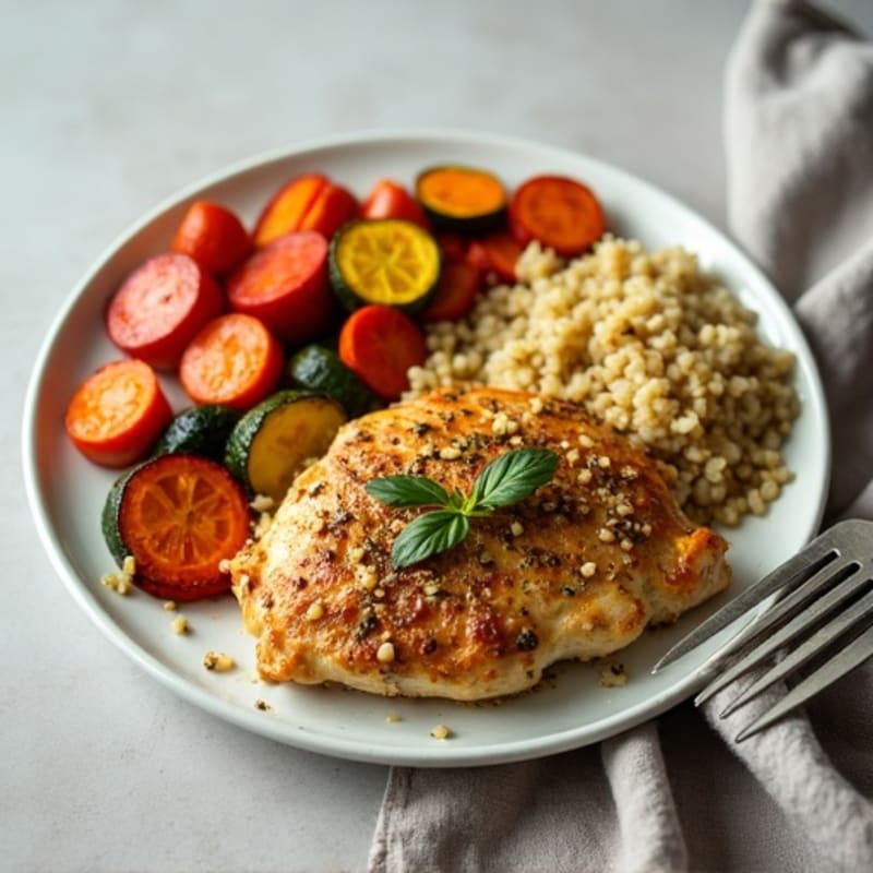 Herb-Crusted Pan Seared Chicken with Roasted Vegetables