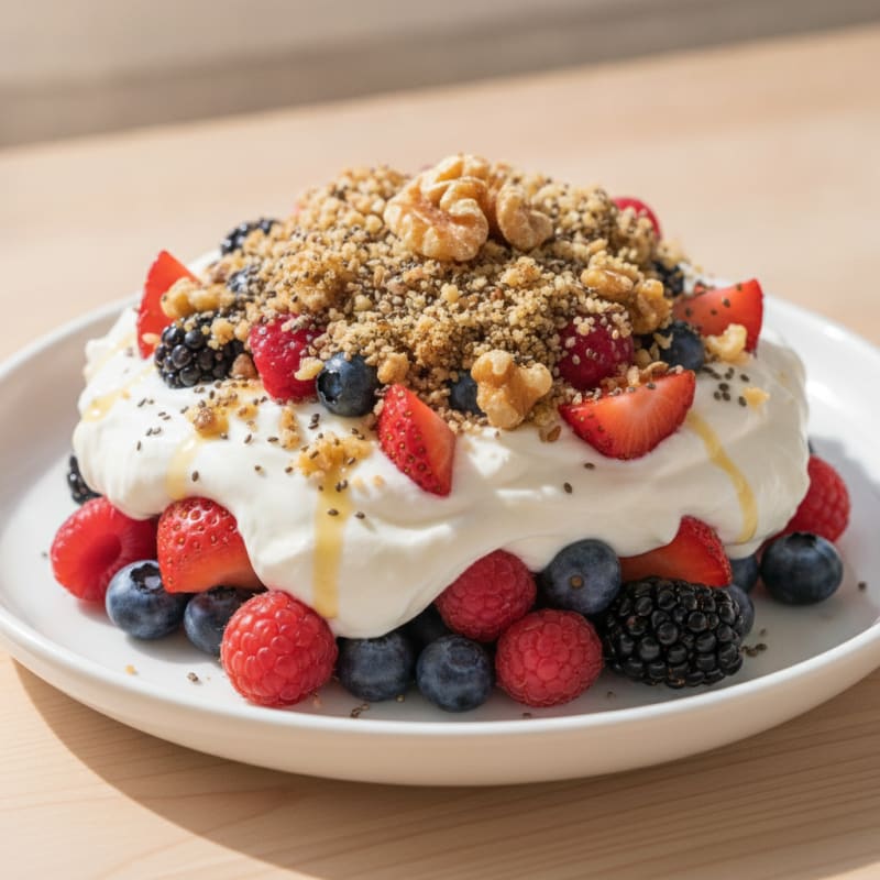 Greek Yogurt Protein Parfait with Mixed Berries