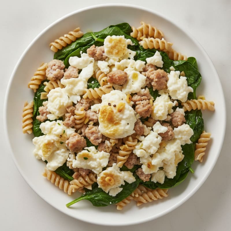 Egg White and Turkey Sausage Scramble with Spinach