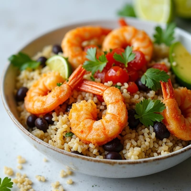 Crispy Shrimp and Black Bean Bowl with Cilantro-Lime Rice