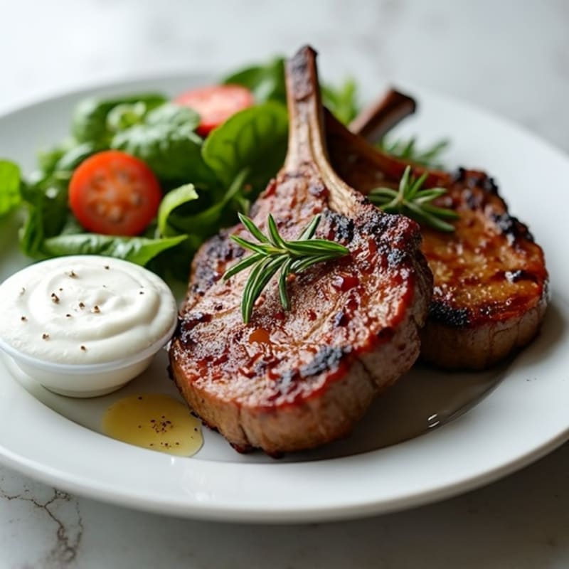 Rosemary-Garlic Grilled Lamb Chops with Greek Yogurt Dip