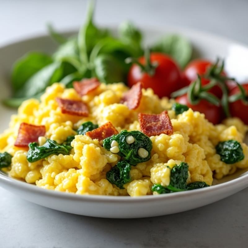 Egg White Scramble with Spinach and Turkey Bacon