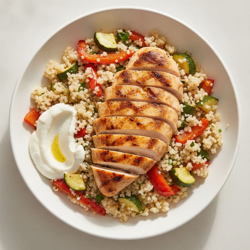 Grilled Chicken and Quinoa Bowl with Roasted Vegetables