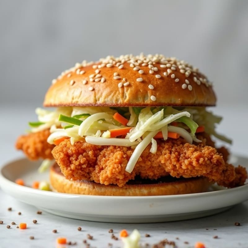 Crispy Air-Fried Chicken Sandwich with Creamy Coleslaw