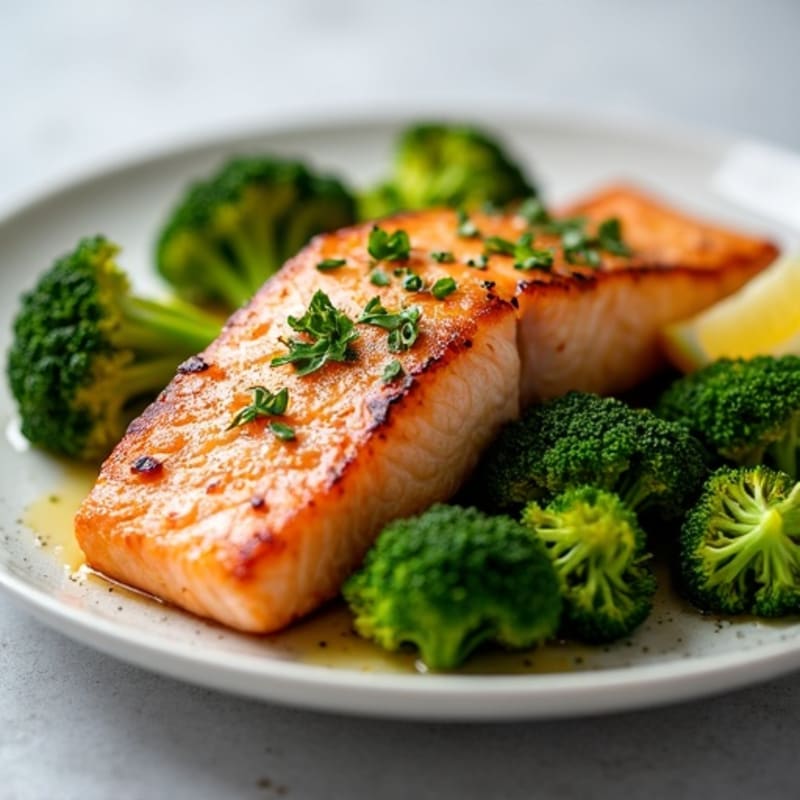 Seared Salmon with Roasted Broccoli and Lemon