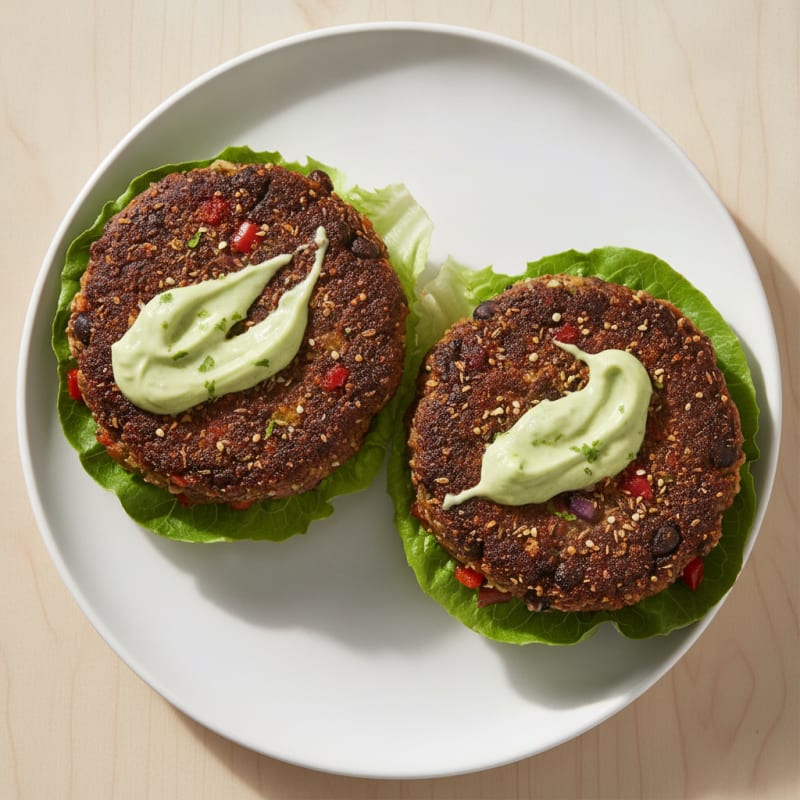 Hearty Black Bean Burgers with Avocado Crema